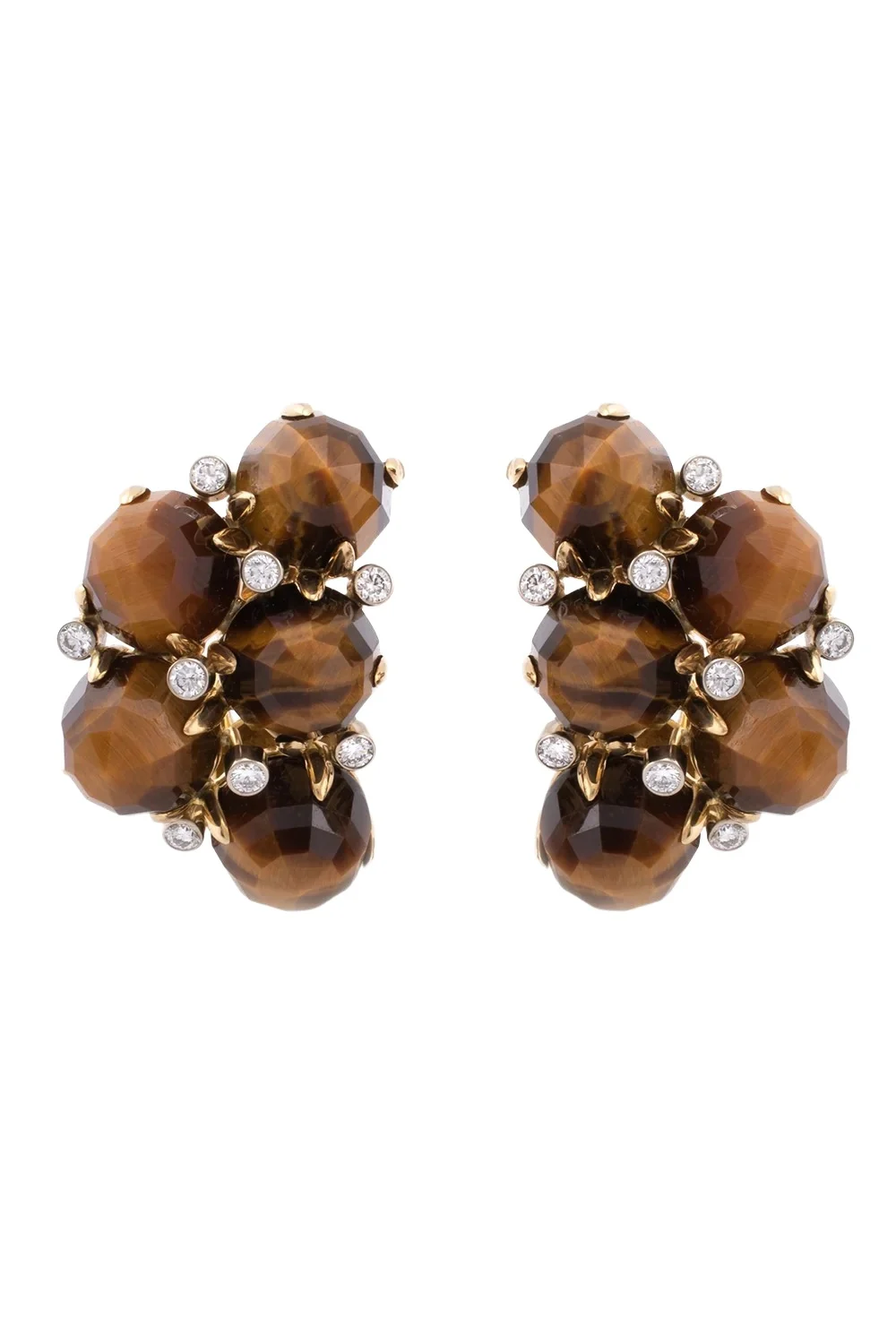 ALETTO BROTHERS Tiger Eye Diamond Orba Earrings