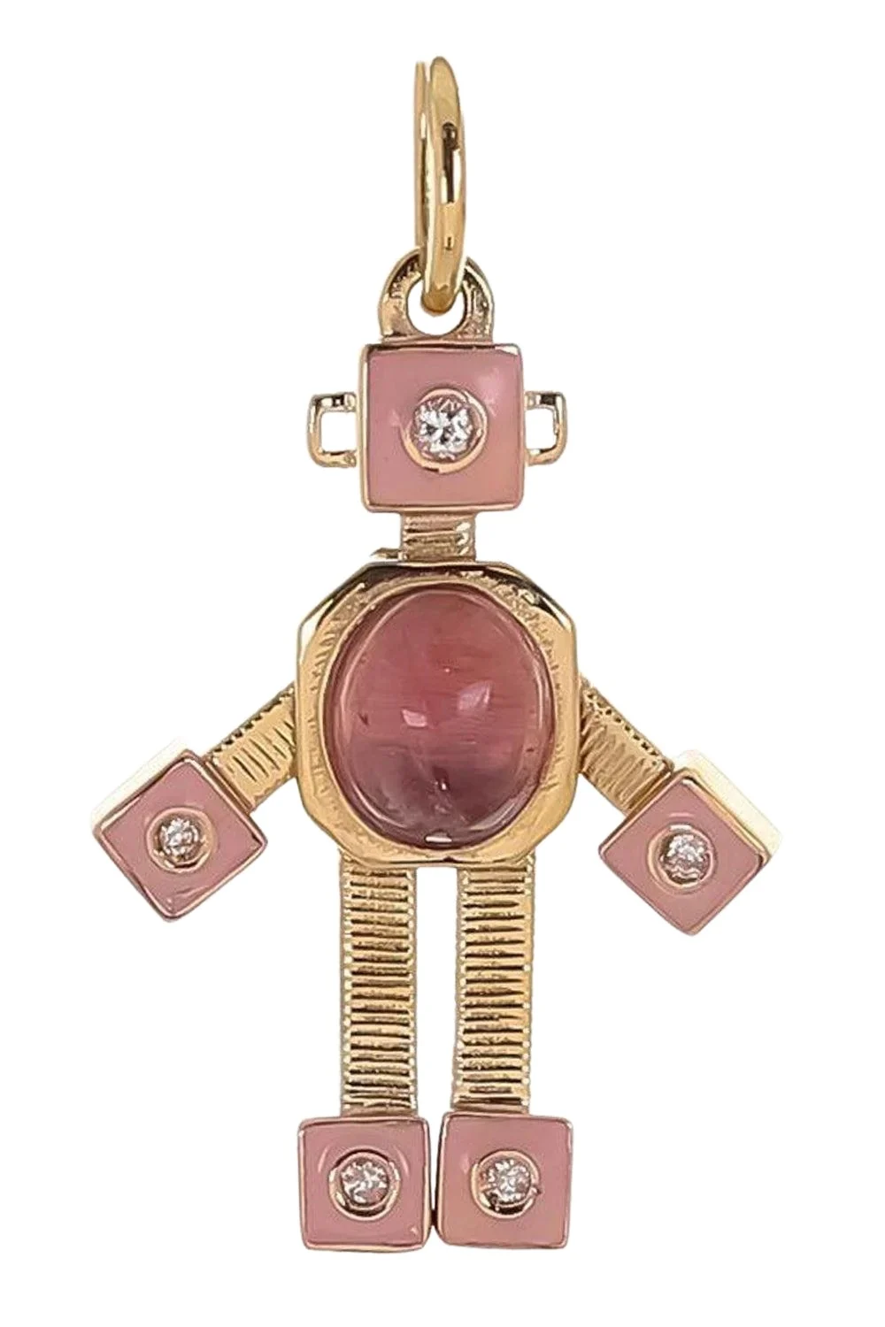 Tourmaline Diamond Marissa Pink Mini Bespoke Robot Pendant