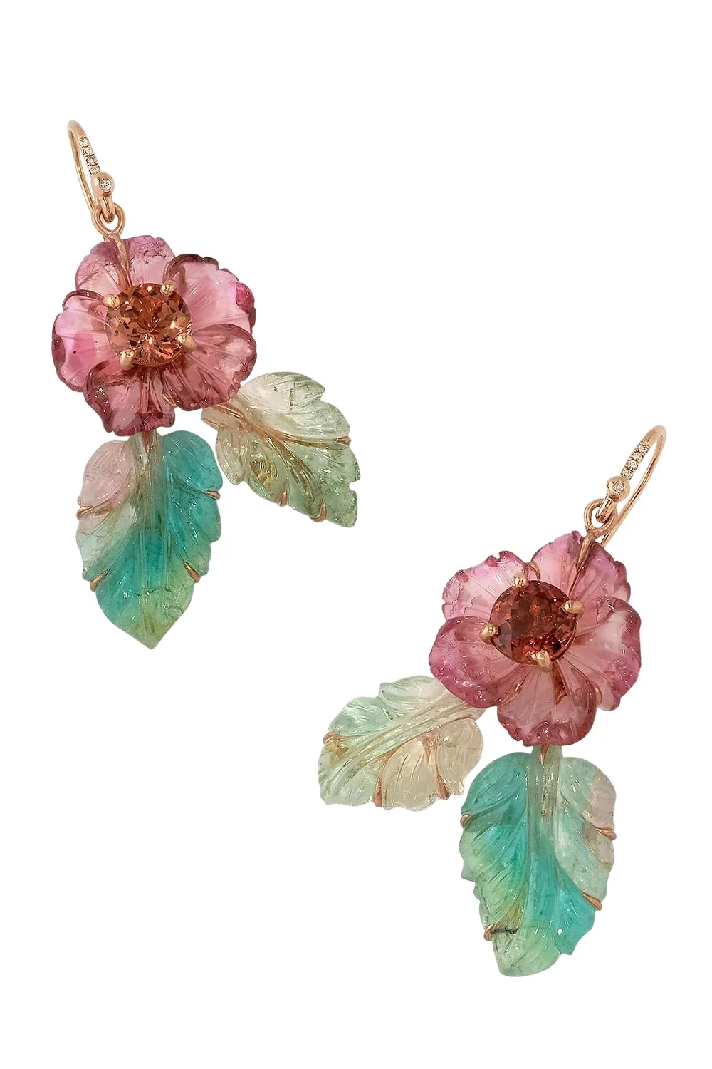 IRENE NEUWIRTH JEWELRY Tourmaline Flower Leaf Earrings