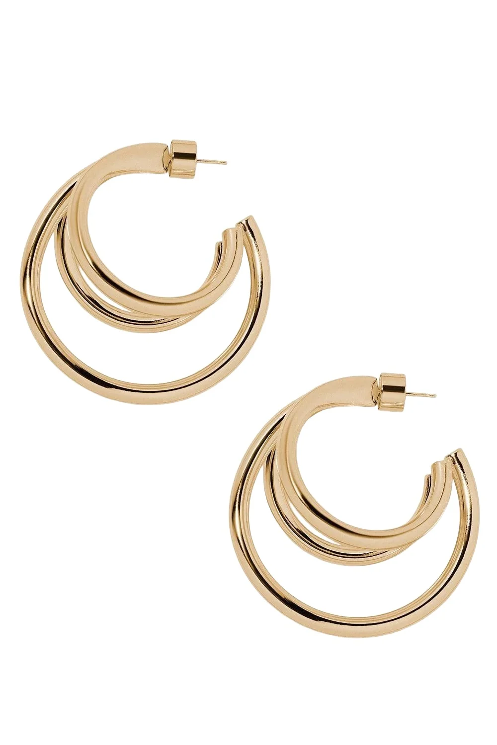 Triple Lilly Baby Hoop Earrings - Yellow Gold - 1.5in Triple Lilly Baby Hoop Earrings - Yellow Gold - 1.5in