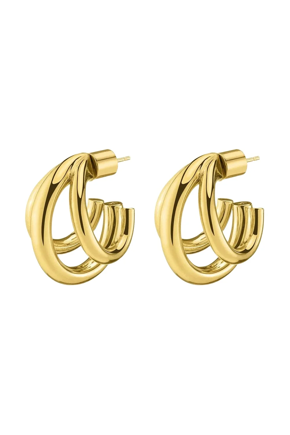 Triple Lilly Huggie Earrings - Yellow Gold - 0.60in Triple Lilly Huggie Earrings - Yellow Gold - 0.60in