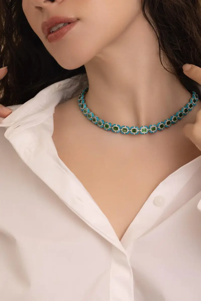 STEFERE Tsavorite Turquoise Diamond Necklace | Thumbnail 4 STEFERE Tsavorite Turquoise Diamond Necklace | Thumbnail 4