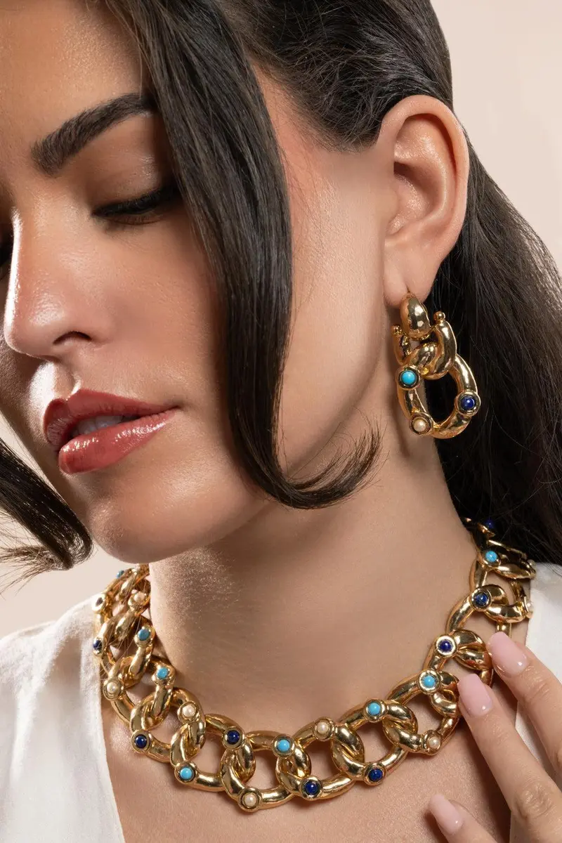 Gas Bijoux Turqoise Lapis Pearl Small Mitsi Earrings | Thumbnail 2