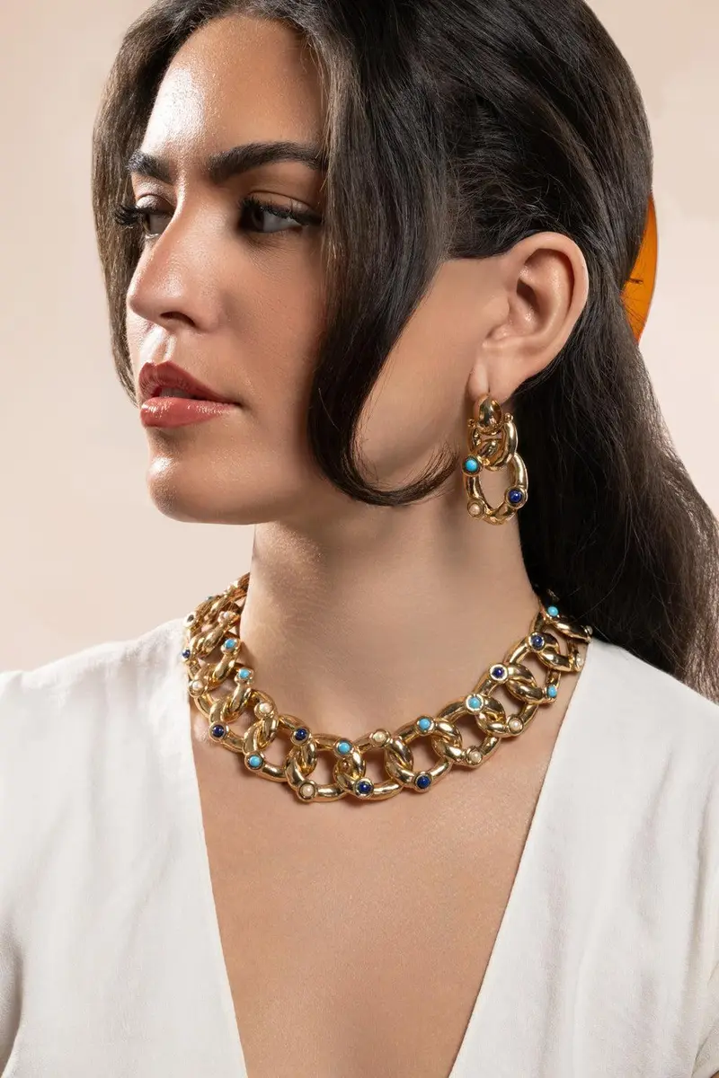 Gas Bijoux Turqoise Lapis Pearl Small Mitsi Earrings | Thumbnail 3