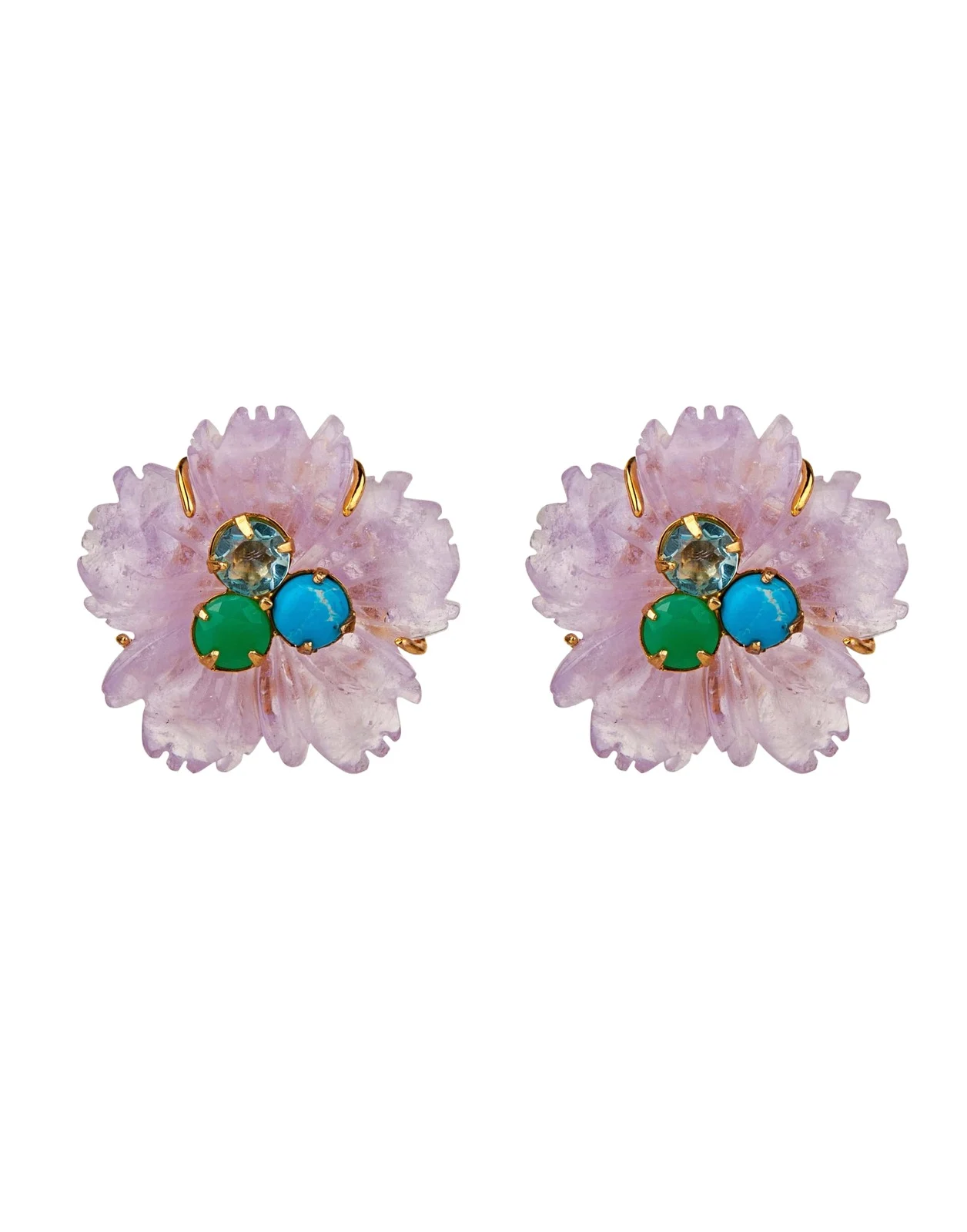 Turquoise Amethyst Flower Earrings Turquoise Amethyst Flower Earrings