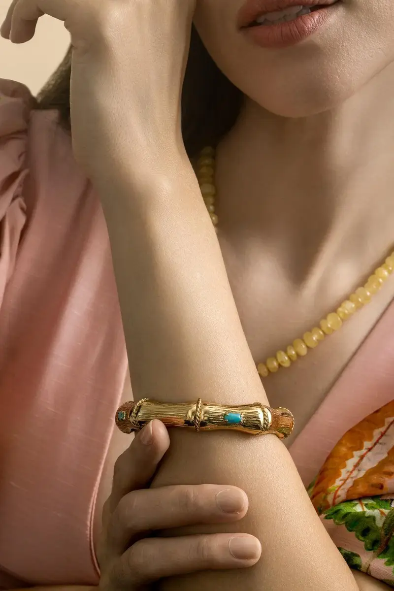 Gas Bijoux Turquoise Bambou Strass Bracelet | Thumbnail 2 Gas Bijoux Turquoise Bambou Strass Bracelet | Thumbnail 2