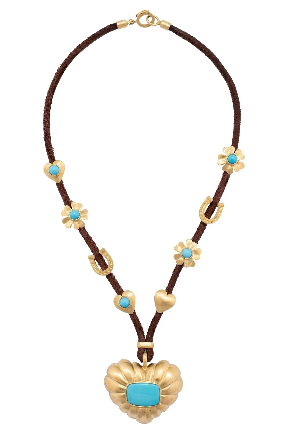 IRENE NEUWIRTH JEWELRY Turquoise Charms Leather Necklace
