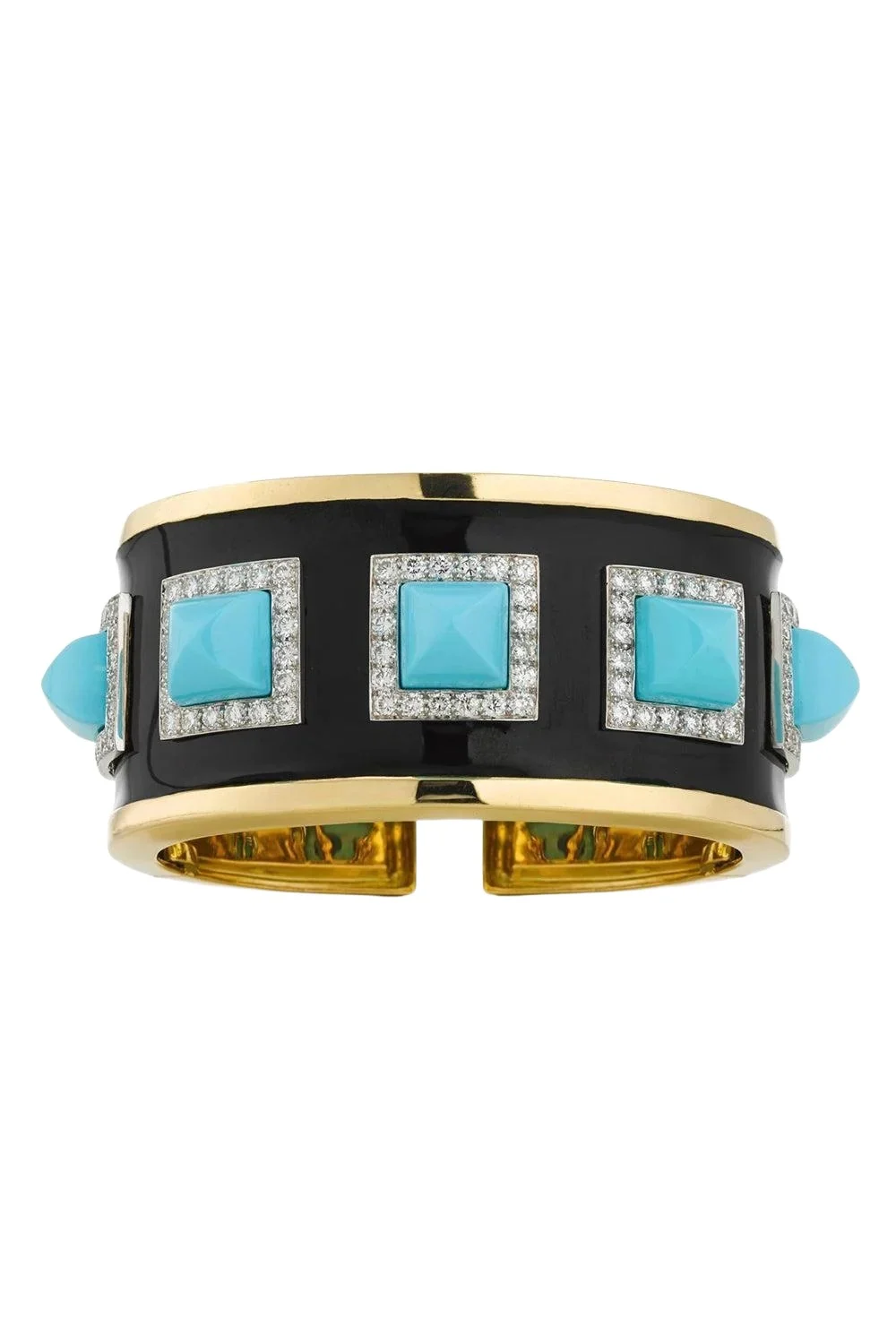 Turquoise Diamond Five Stone Bastille Cuff Bracelet Turquoise Diamond Five Stone Bastille Cuff Bracelet