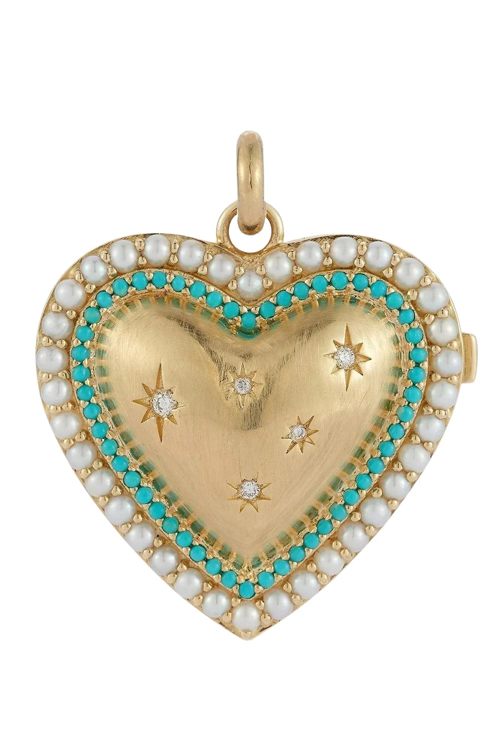 Turquoise Diamond Pearl Laney Locket Turquoise Diamond Pearl Laney Locket