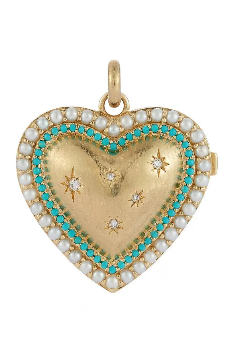 Storrow Turquoise Diamond Pearl Laney Locket | Image 1 Storrow Turquoise Diamond Pearl Laney Locket | Image 1