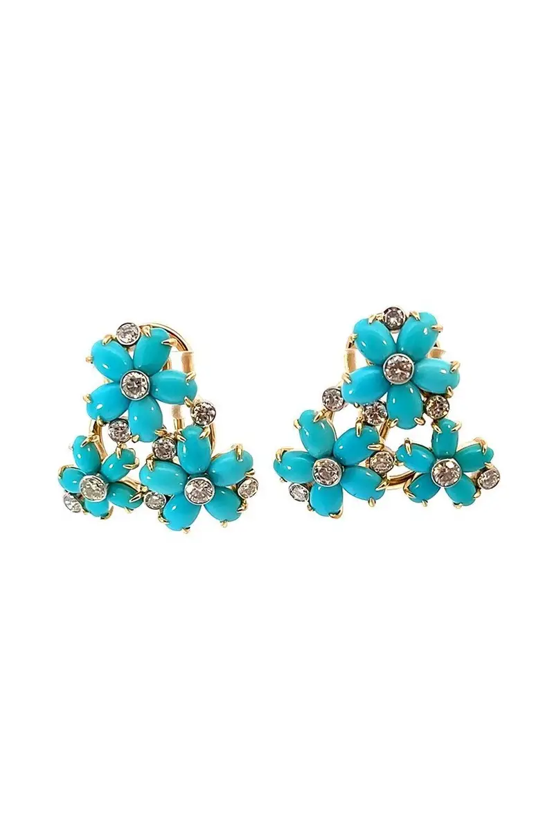 ALETTO BROTHERS Turquoise Diamond Petaluna Earrings | Image 1 ALETTO BROTHERS Turquoise Diamond Petaluna Earrings | Image 1