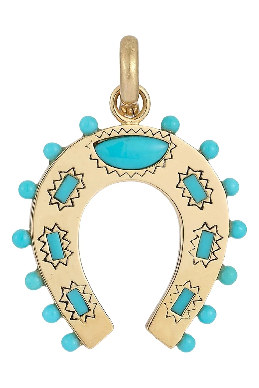 Turquoise Holly Horseshoe Charm