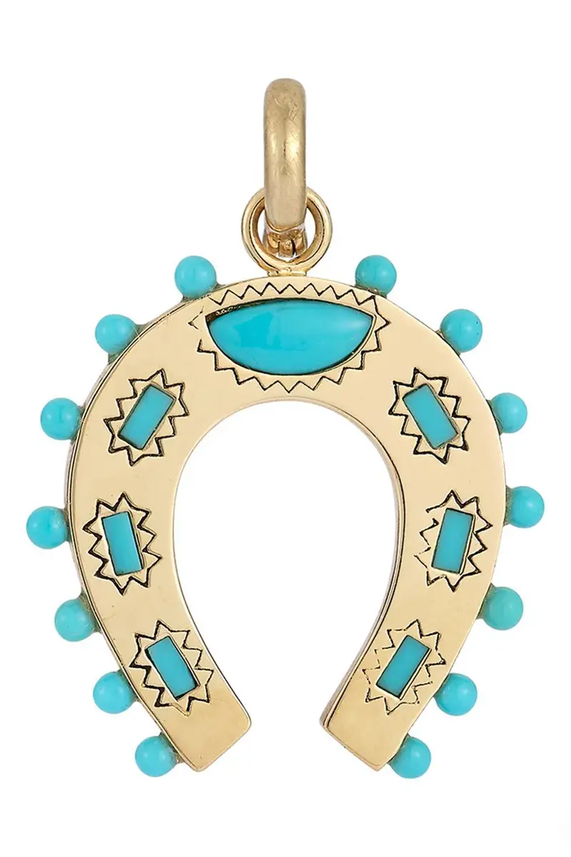 Storrow Turquoise Holly Horseshoe Charm | Image 1 Storrow Turquoise Holly Horseshoe Charm | Image 1