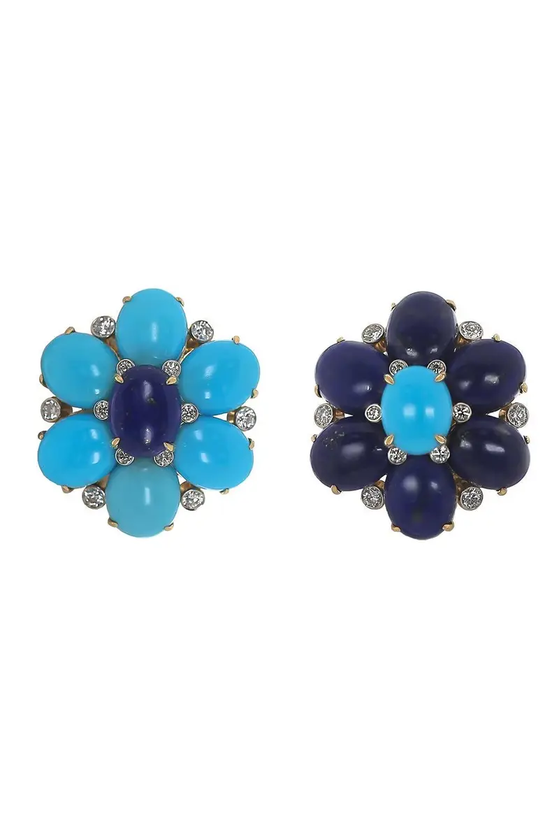 ALETTO BROTHERS Turquoise Lapis Diamond Fioretta Earrings | Image 1 ALETTO BROTHERS Turquoise Lapis Diamond Fioretta Earrings | Image 1