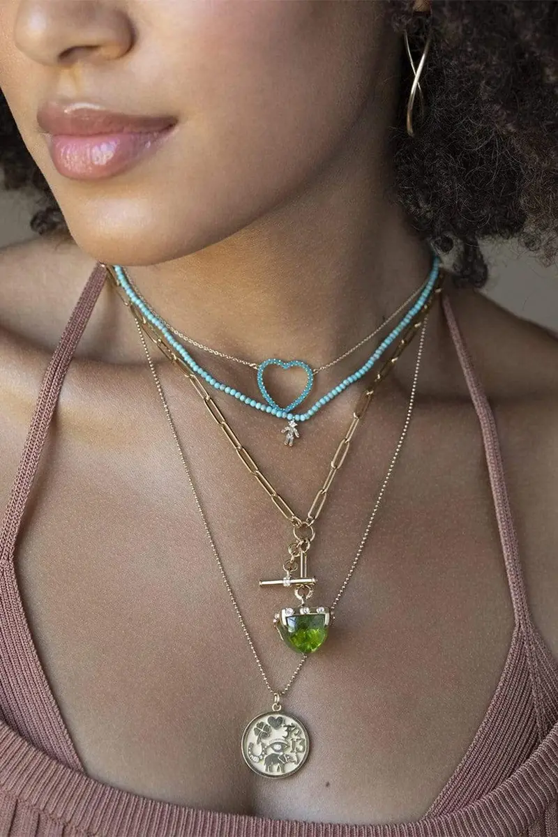 Jennifer Meyer Turquoise Large Open Heart Necklace | Thumbnail 2 Jennifer Meyer Turquoise Large Open Heart Necklace | Thumbnail 2
