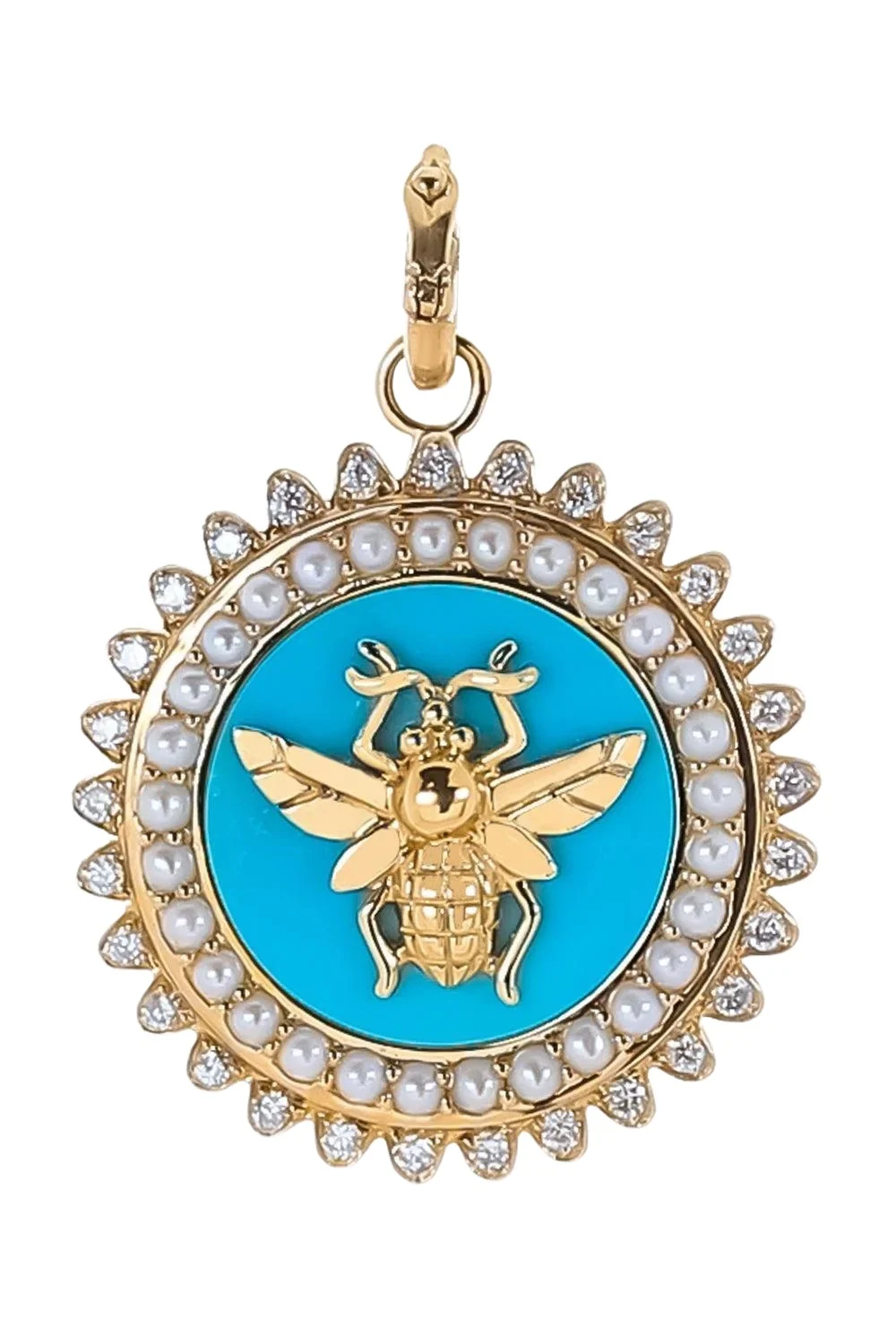 Turquoise Pearl Diamond Minnie Bee Medallion Turquoise Pearl Diamond Minnie Bee Medallion