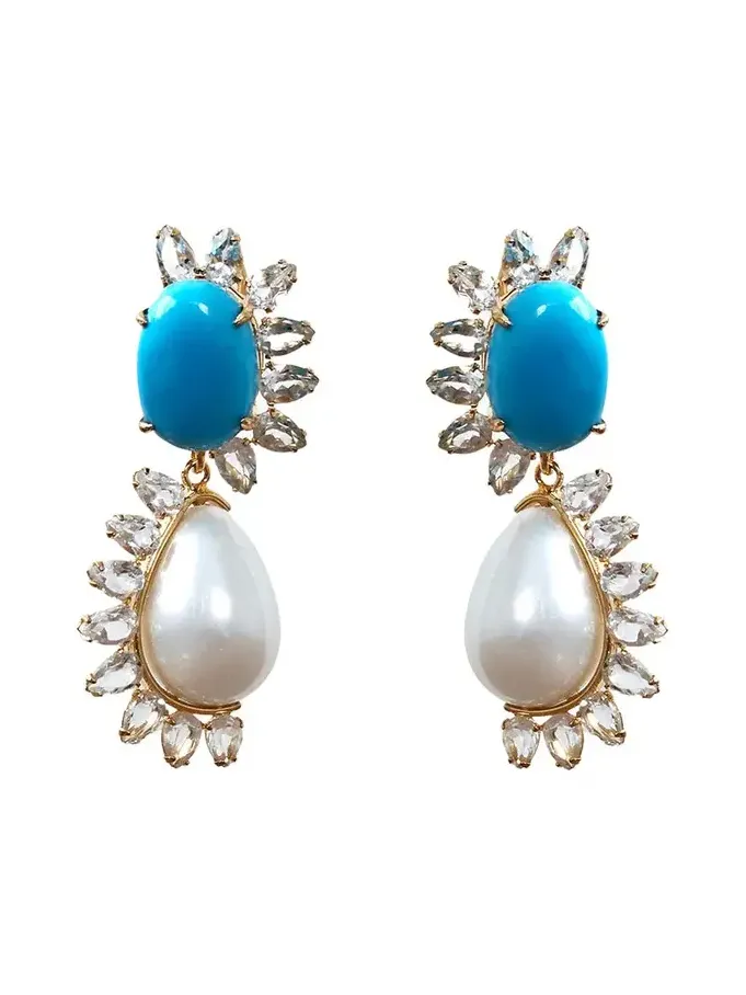 Turquoise Pearl Drop Earrings Turquoise Pearl Drop Earrings
