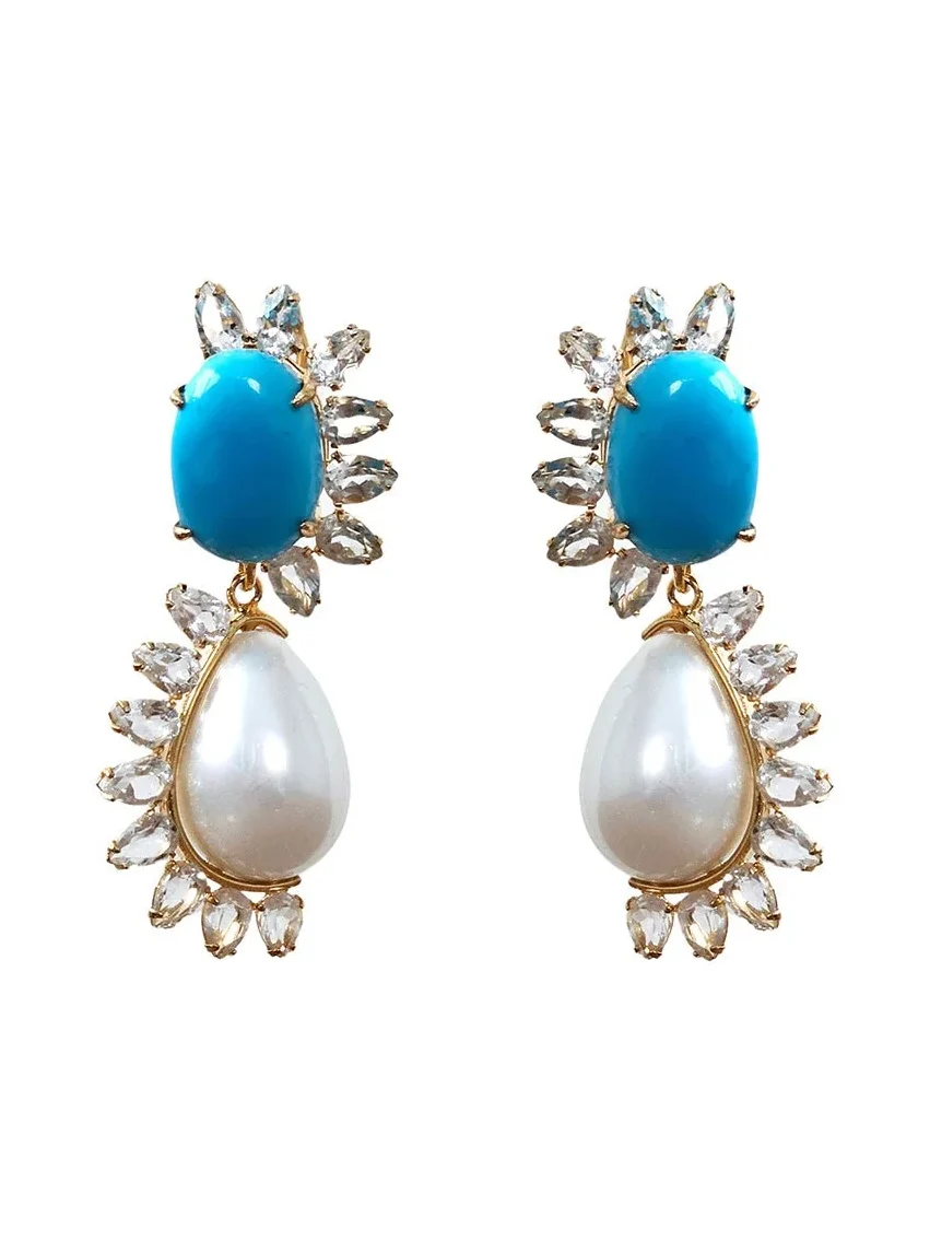 Turquoise Pearl Drop Earrings Turquoise Pearl Drop Earrings