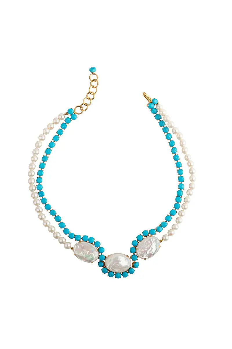 BOUNKIT JEWELRY Turquoise Pearl Krista Necklace | Image 1 BOUNKIT JEWELRY Turquoise Pearl Krista Necklace | Image 1