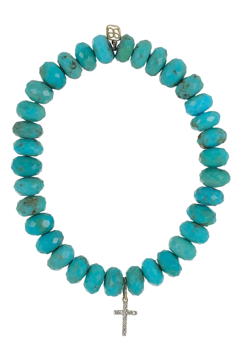 Sydney Evan Turquoise Small Cross Charm Bracelet