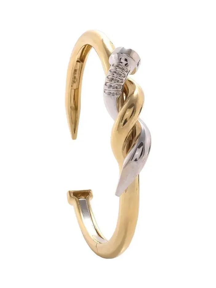 Two Tone Twisted Nail Cuff Bracelet