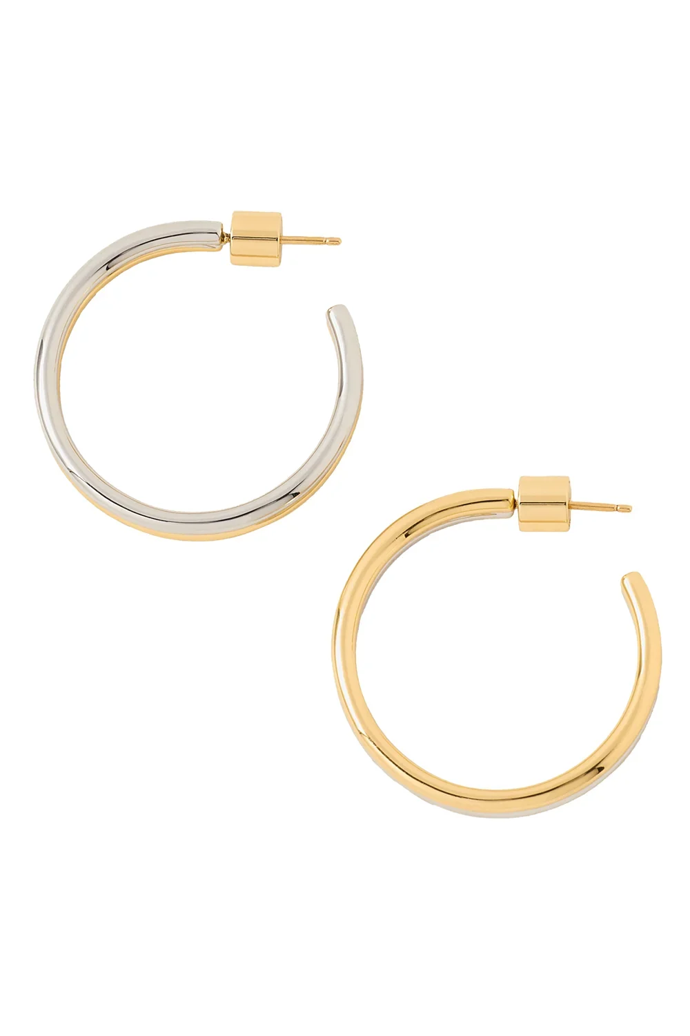 Two-Tone Thread Baby Hoop Earrings - 1.5in Two-Tone Thread Baby Hoop Earrings - 1.5in