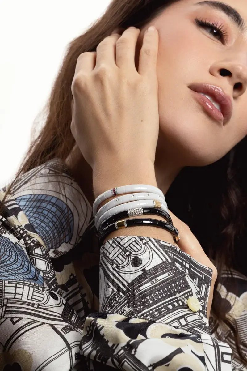 ROBERTO DEMEGLIO White Ceramic Alternating Bezel Pura Bracelet | Thumbnail 3 ROBERTO DEMEGLIO White Ceramic Alternating Bezel Pura Bracelet | Thumbnail 3