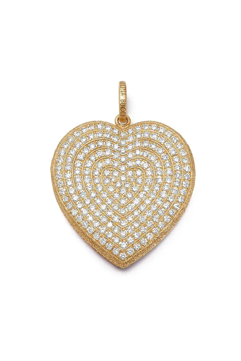Carolina Bucci White Diamond Pavé Cuore Pendant | Image 1 Carolina Bucci White Diamond Pavé Cuore Pendant | Image 1