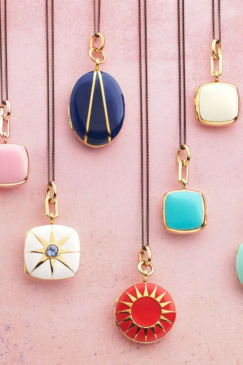 MONICA RICH KOSANN White Enamel Blue Sapphire Cushion Locket Necklace | Thumbnail 4 MONICA RICH KOSANN White Enamel Blue Sapphire Cushion Locket Necklace | Thumbnail 4