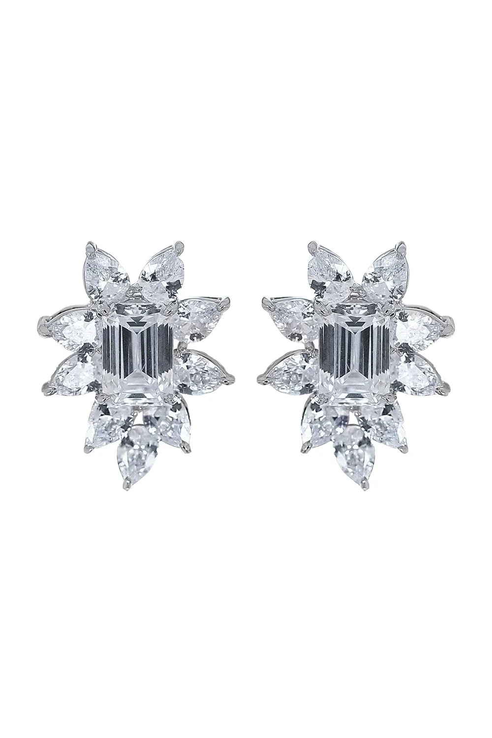 White Pear Surrounded Cluster Earrings White Pear Surrounded Cluster Earrings