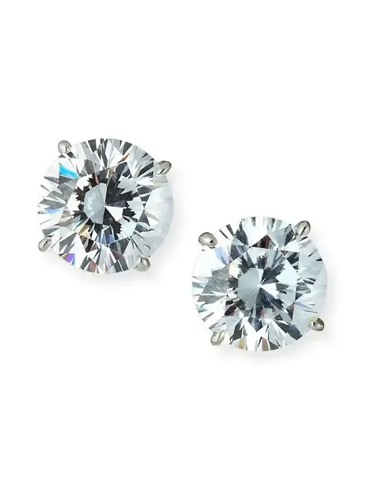 White Round Omega Stud Earrings