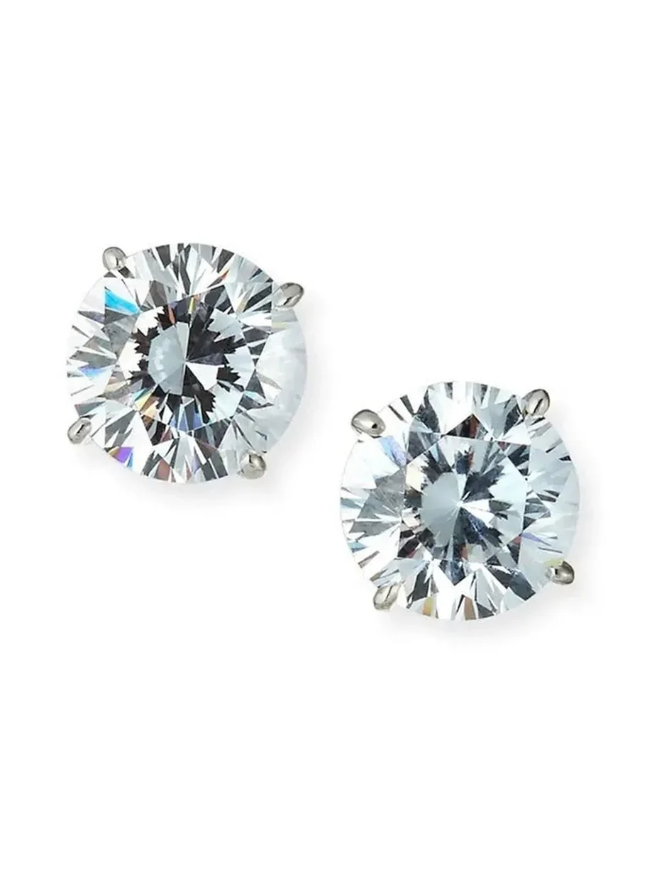 FANTASIA by DESERIO White Round Omega Stud Earrings