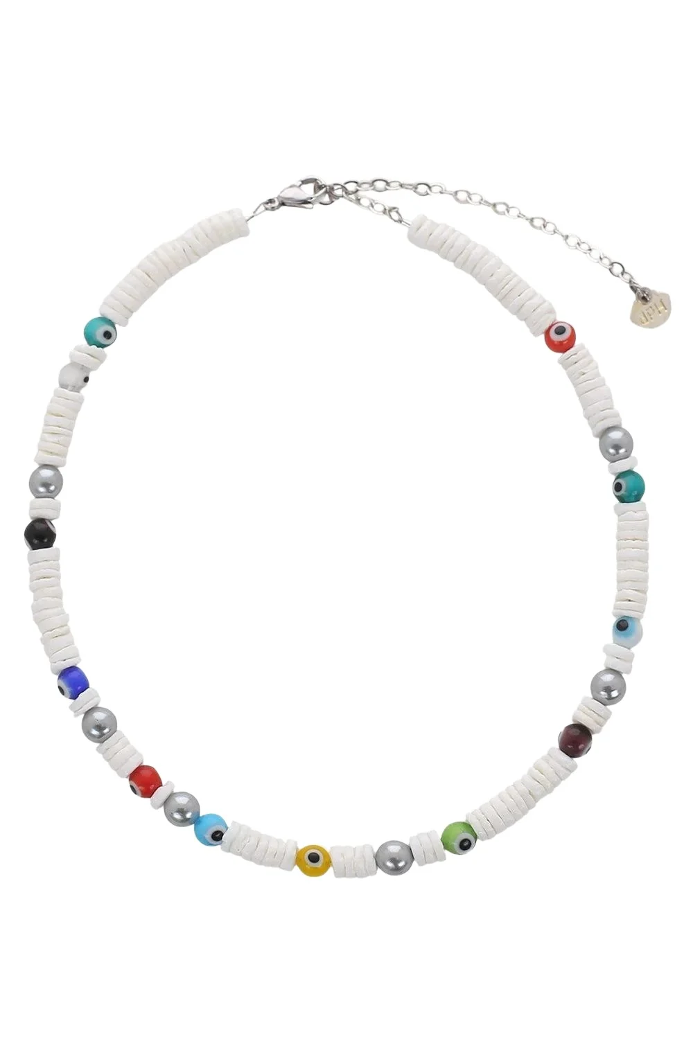 White Shell Multicolor Evil Eye Necklace White Shell Multicolor Evil Eye Necklace