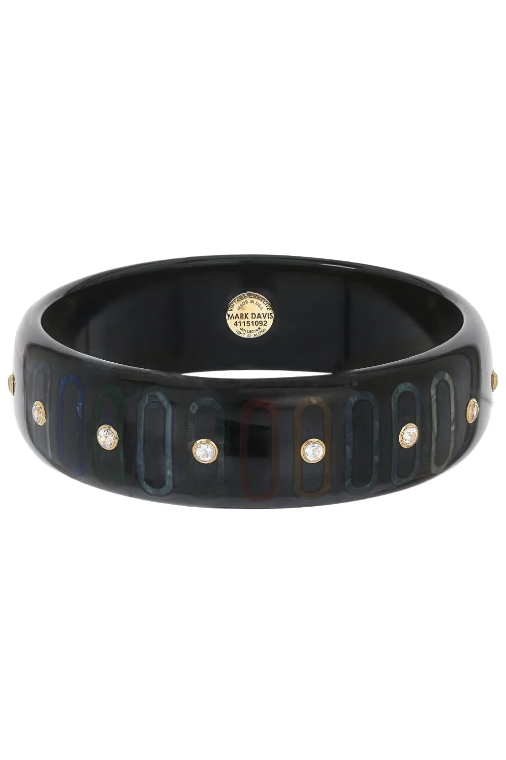 White Topaz Black Bakelite Bangle White Topaz Black Bakelite Bangle