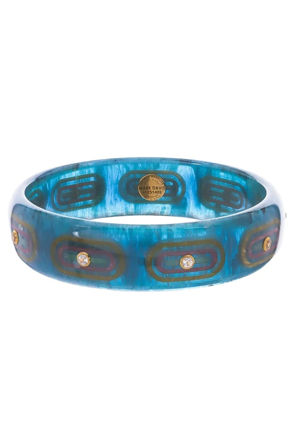MARK DAVIS White Topaz Blue Bakelite Bangle
