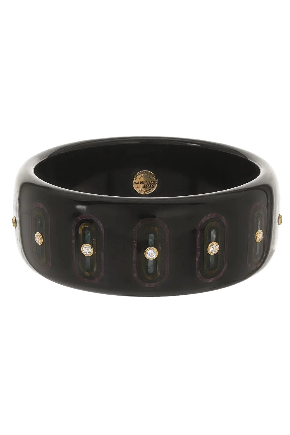 MARK DAVIS White Topaz Garnet Black Bakelite Bangle