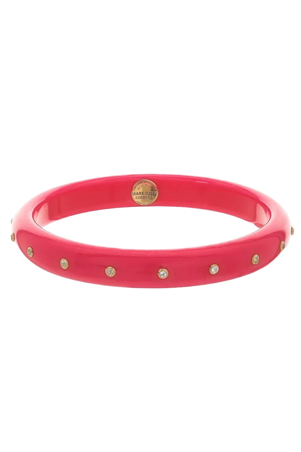 MARK DAVIS White Topaz Pink Bakelite Bangle