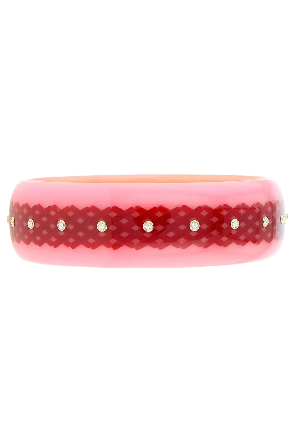 MARK DAVIS White Topaz Pink Red Bakelite Bangle