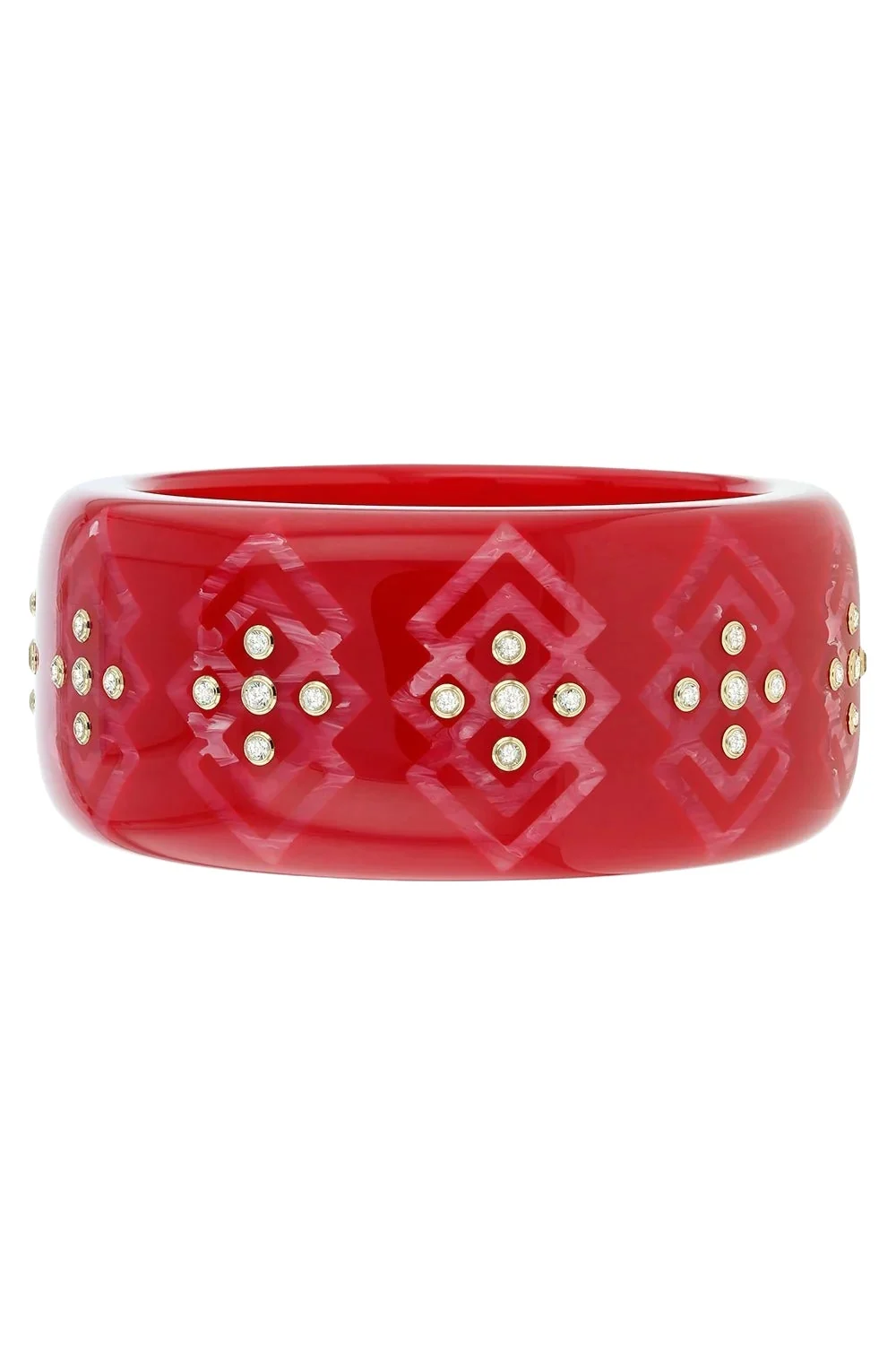 MARK DAVIS White Topaz Red Pink Bakelite Bangle