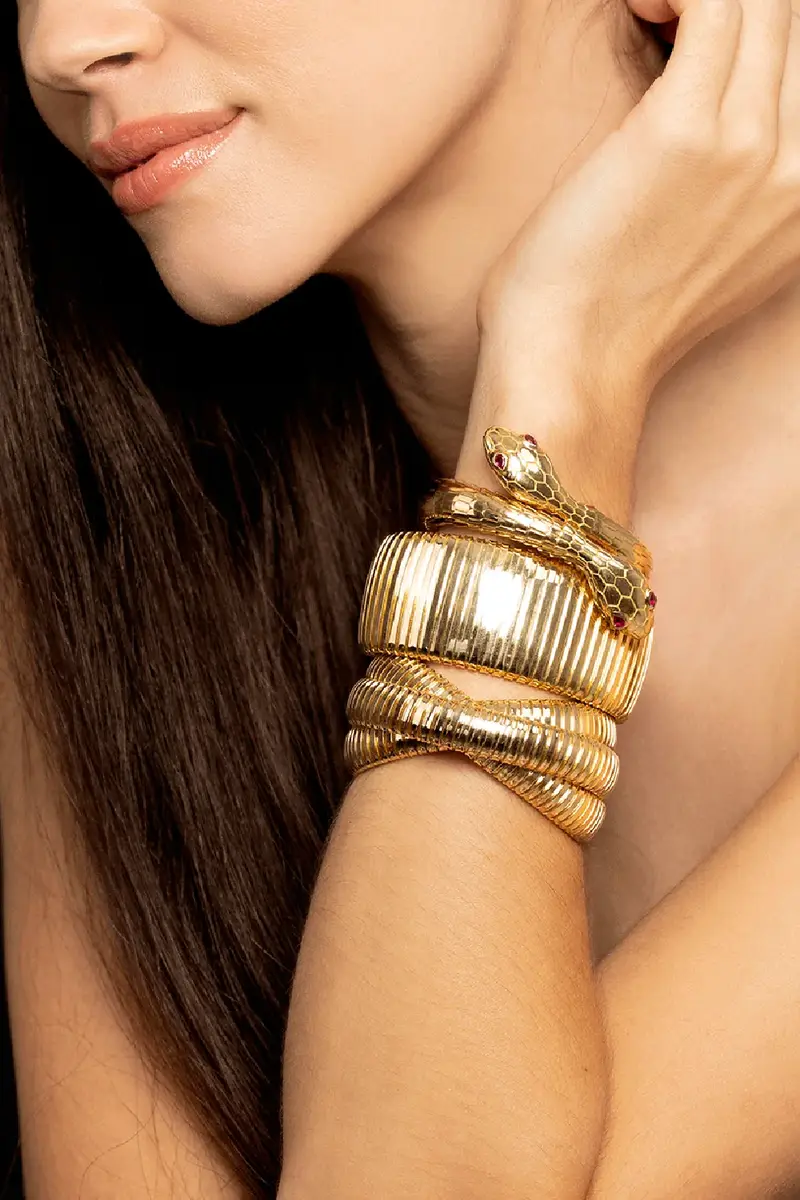 SIDNEY GARBER Wide Flat Golden Cuff Bracelet | Thumbnail 5 SIDNEY GARBER Wide Flat Golden Cuff Bracelet | Thumbnail 5