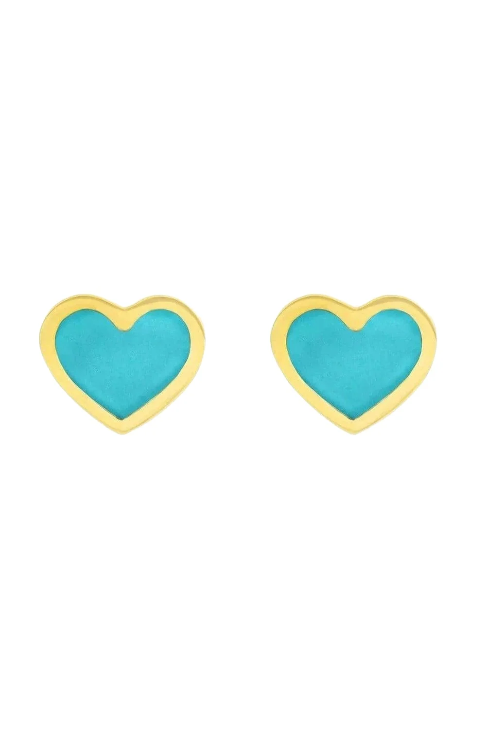 Jennifer Meyer XS Turquoise Inlay Heart Studs