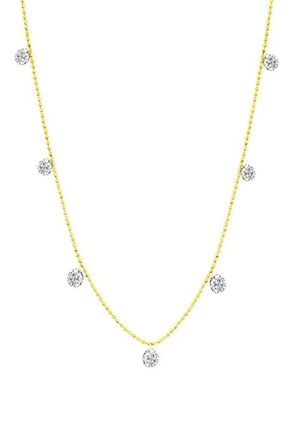 Yellow Gold Small Floating Diamond Necklace Yellow Gold Small Floating Diamond Necklace