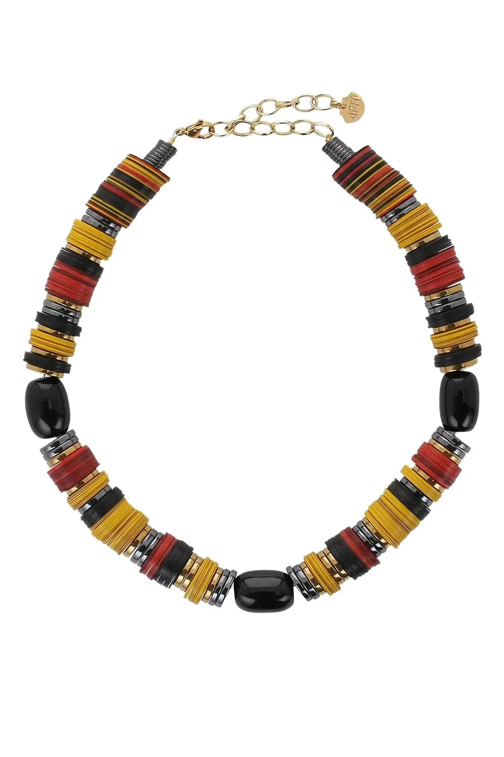 Yellow Red Black Rondelle Necklace Yellow Red Black Rondelle Necklace