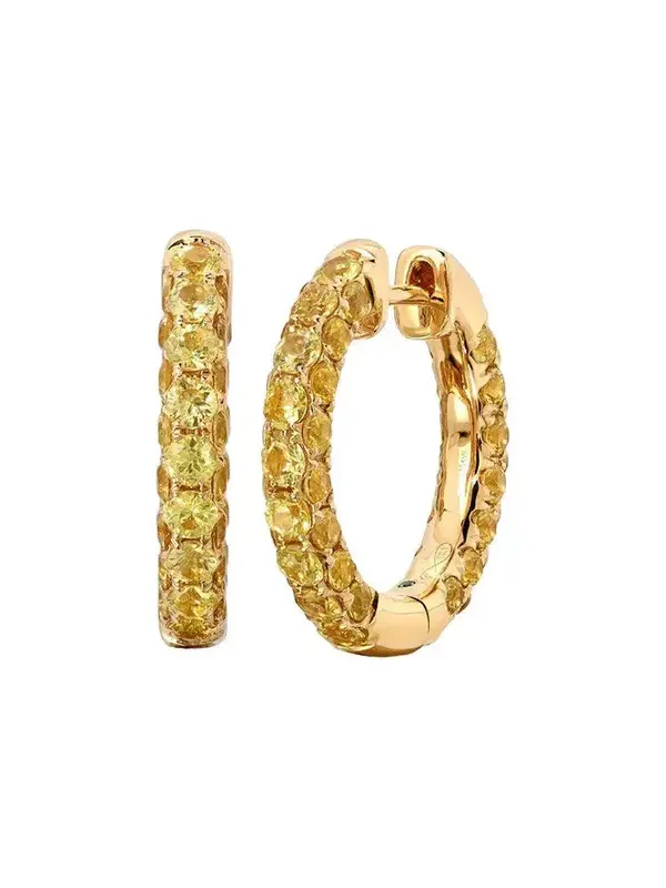 Yellow Sapphire 3 Sided Hoop Earrings Yellow Sapphire 3 Sided Hoop Earrings