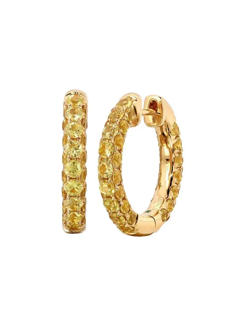 Yellow Sapphire 3 Sided Hoop Earrings Yellow Sapphire 3 Sided Hoop Earrings
