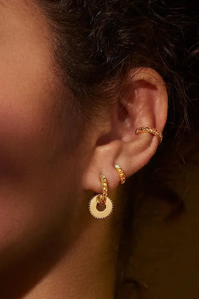 Robinson Pelham Yellow Sapphire Midi Orb Hoop Earring | Thumbnail 2