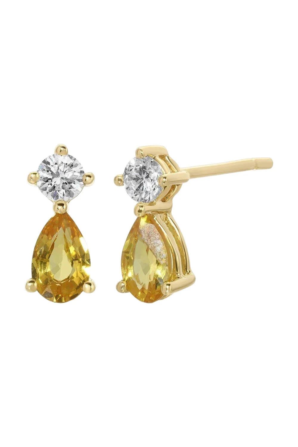 Yellow Sappire Violet Stud Earrings