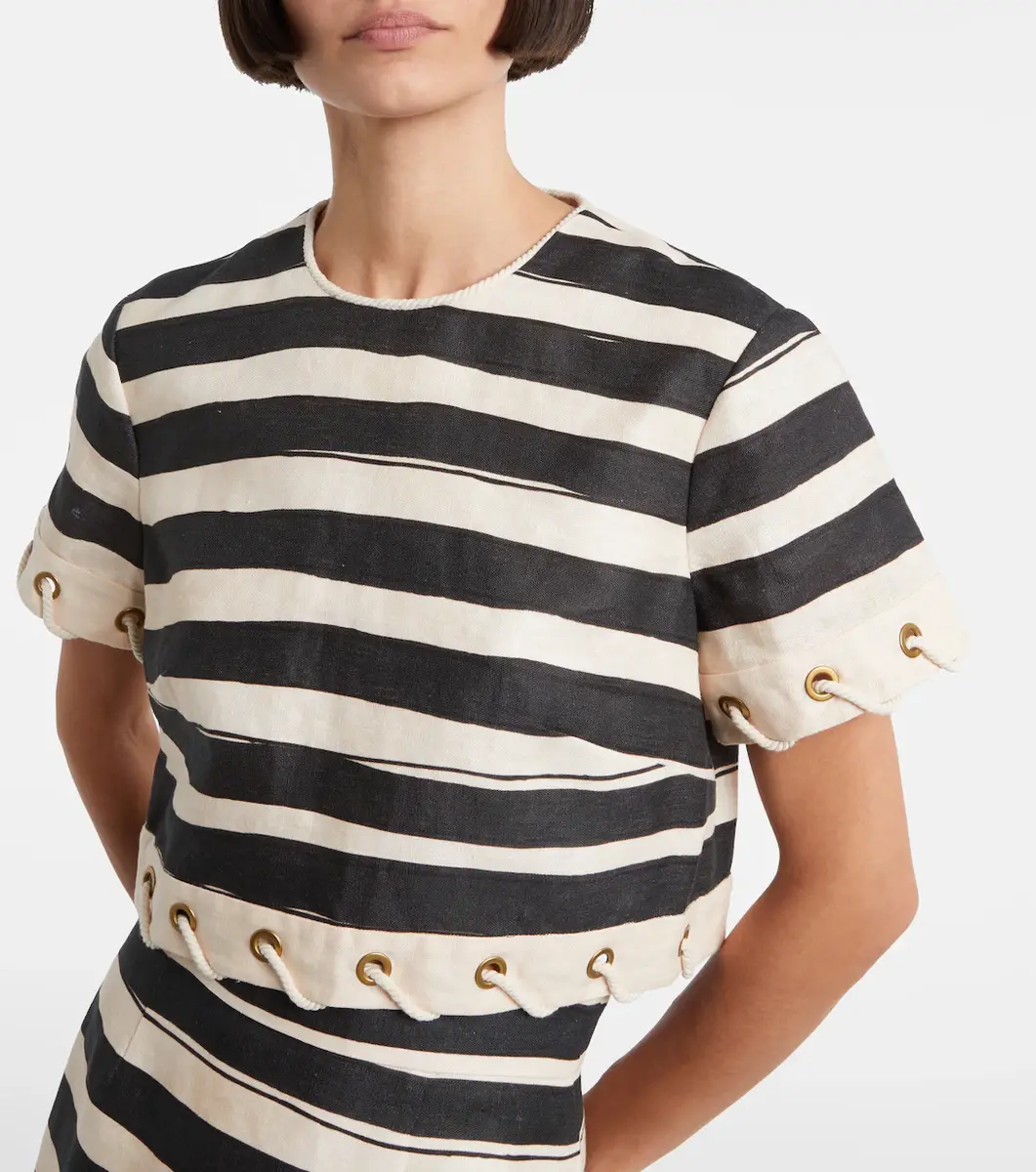 Zimmermann Rebellion striped linen crop top | Thumbnail 4 Zimmermann Rebellion striped linen crop top | Thumbnail 4