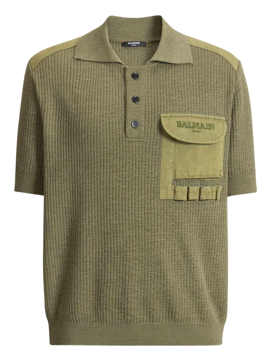 Balmain Vintage Utility ribbed knit polo