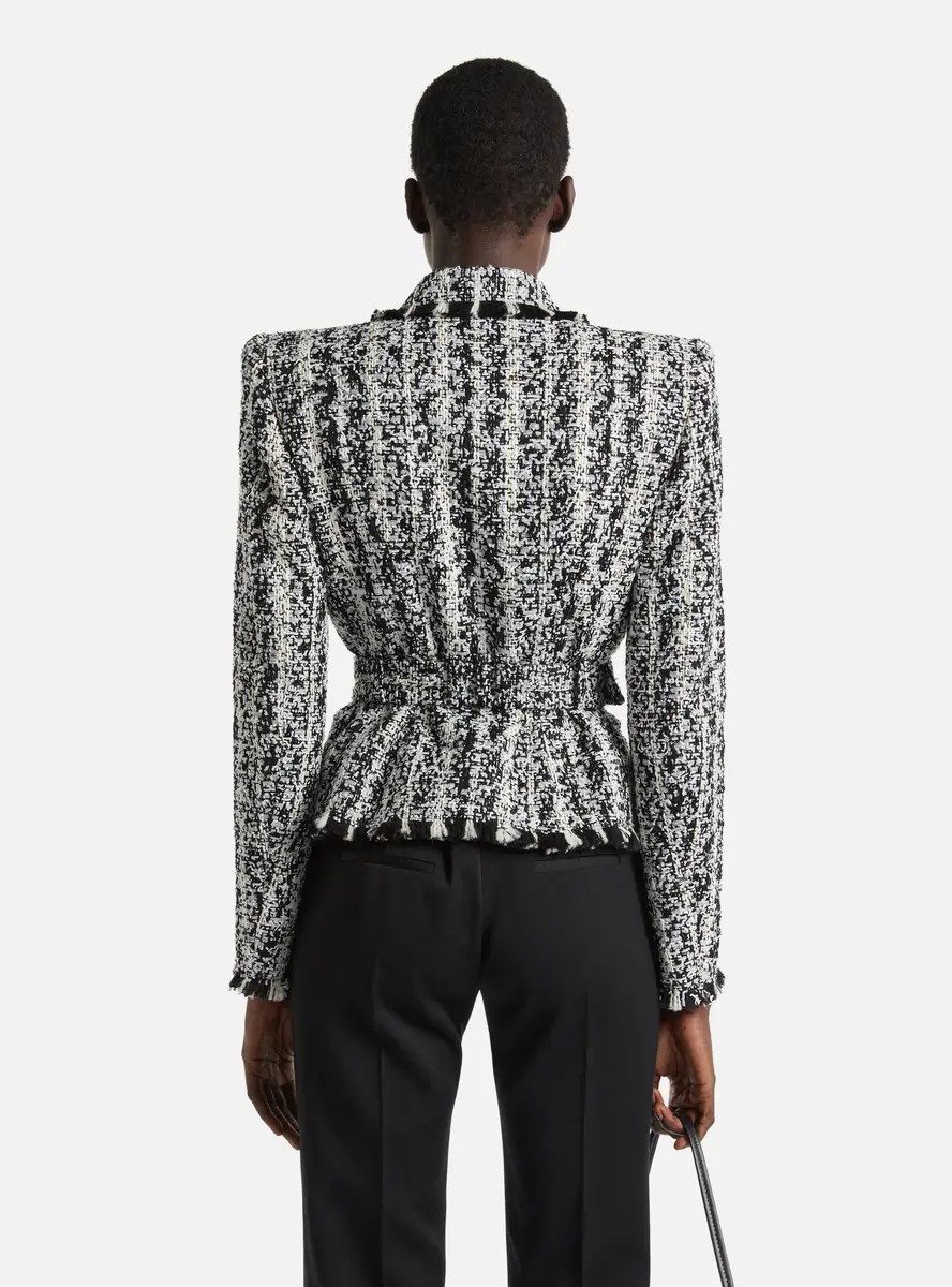 Balmain Two-tone tweed belted jacket | Thumbnail 2 Balmain Two-tone tweed belted jacket | Thumbnail 2